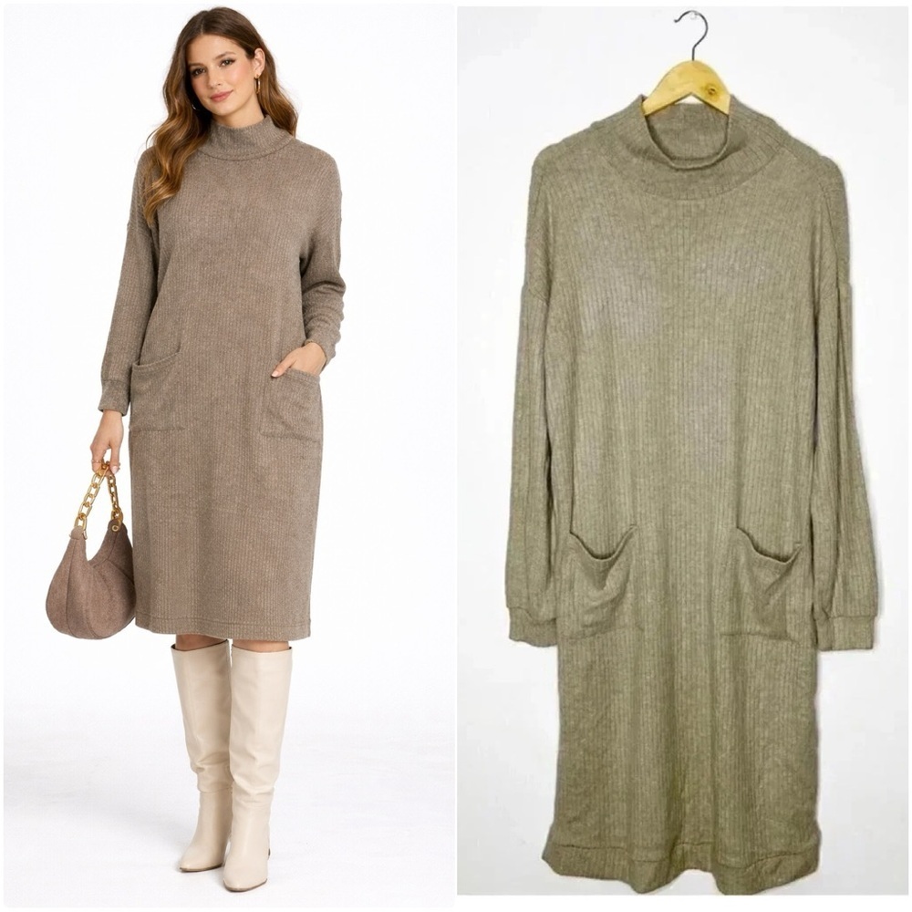 BB Dakota X Steve Madden Tuckernuck Sweater Knit Mockneck Dress Size Large nwt